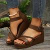 Fashion Summer Fashion Braided Roman Style Sandals for Women New Open Toe Wedge Heel Thick Bottom Women's Versatile Cover Heel Sandals