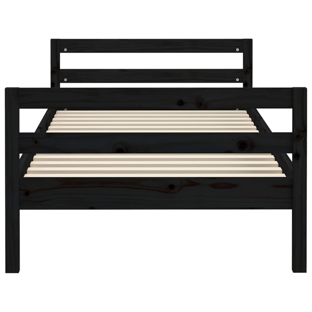 Solid Wood Bed Black 75 x 190 cm Pine