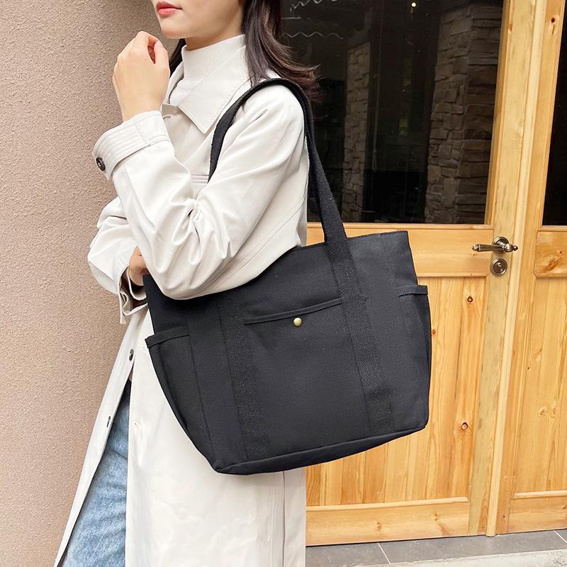 Versatile Canvas Tote Bag: High-Capacity, Artistic Student Style for Work & Outings