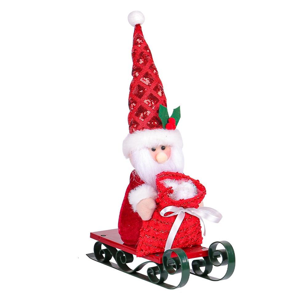 Christmas Desktop Ornament Featuring Santa Claus Sleigh with Persent Bag Doll for Window Decoration Seasonal Holiday Decor