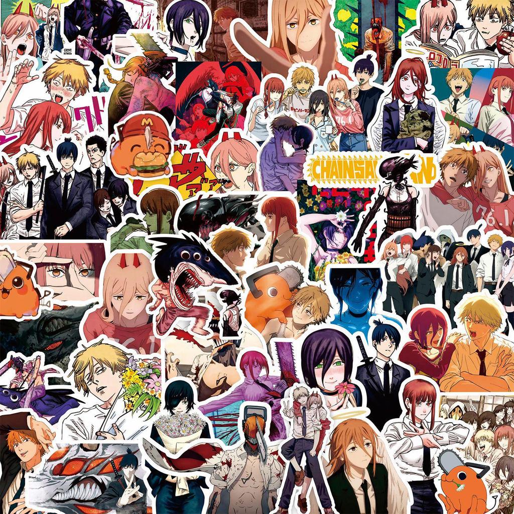 Chainsaw Man Manga Aufkleber: Denji, Power, Makima Schwarzweiß Journal Set
