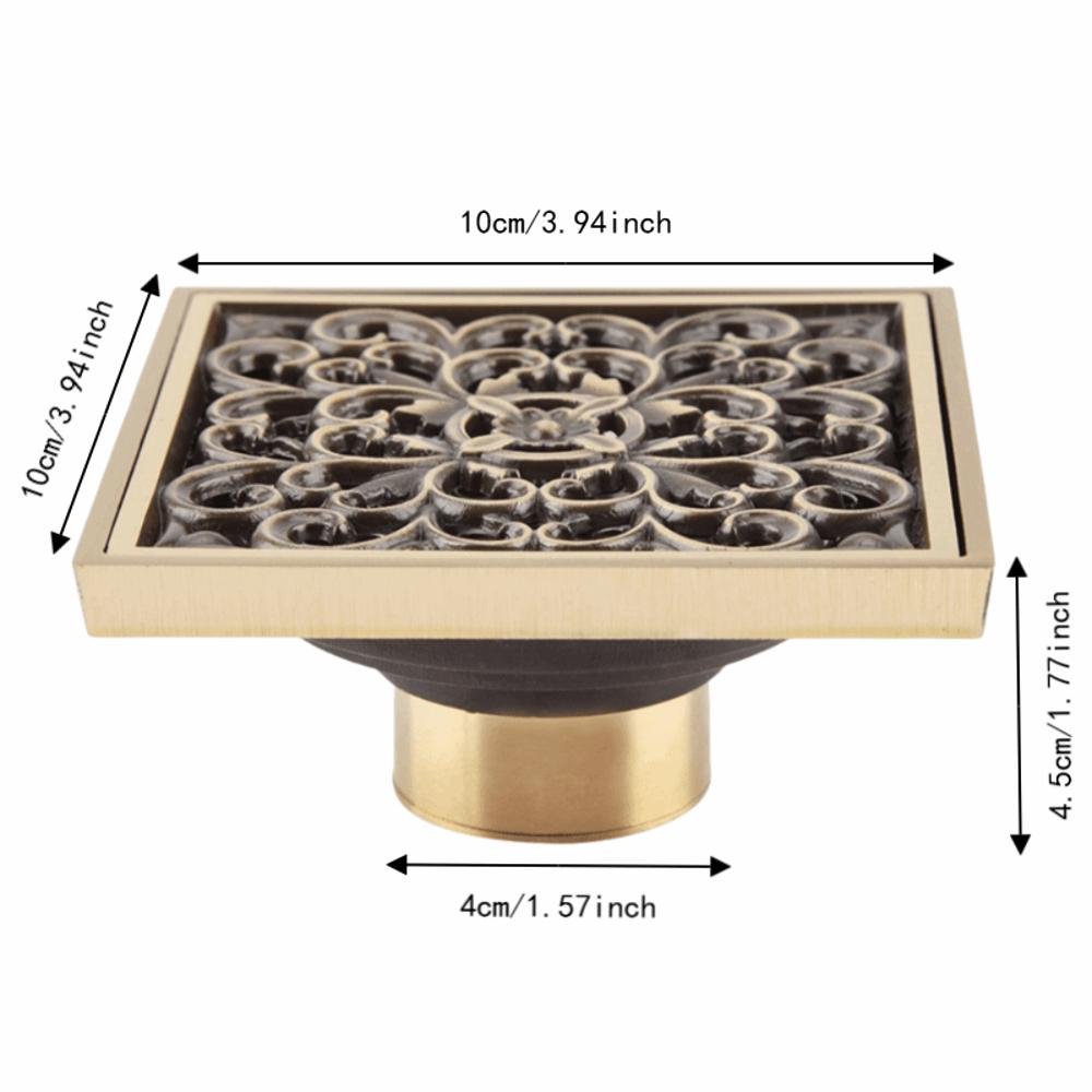 Square Floor Drain Brass Strainer Cover Grate Antique Bathroom Waste Drain Kitchen