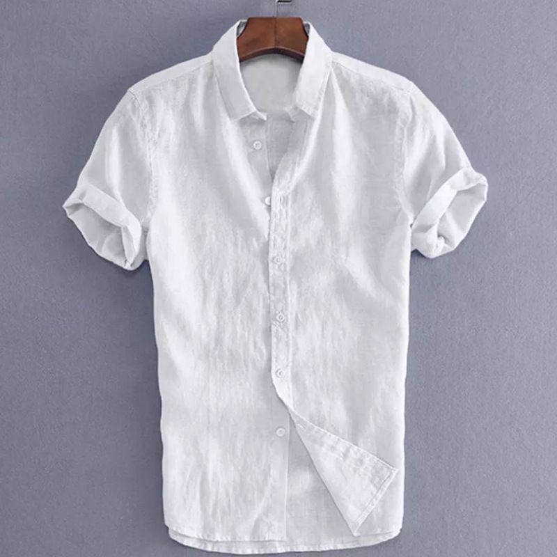 Luxury Men's Short Sleeve Linen T-shirt For Daily Wear In Casual Loose Fit