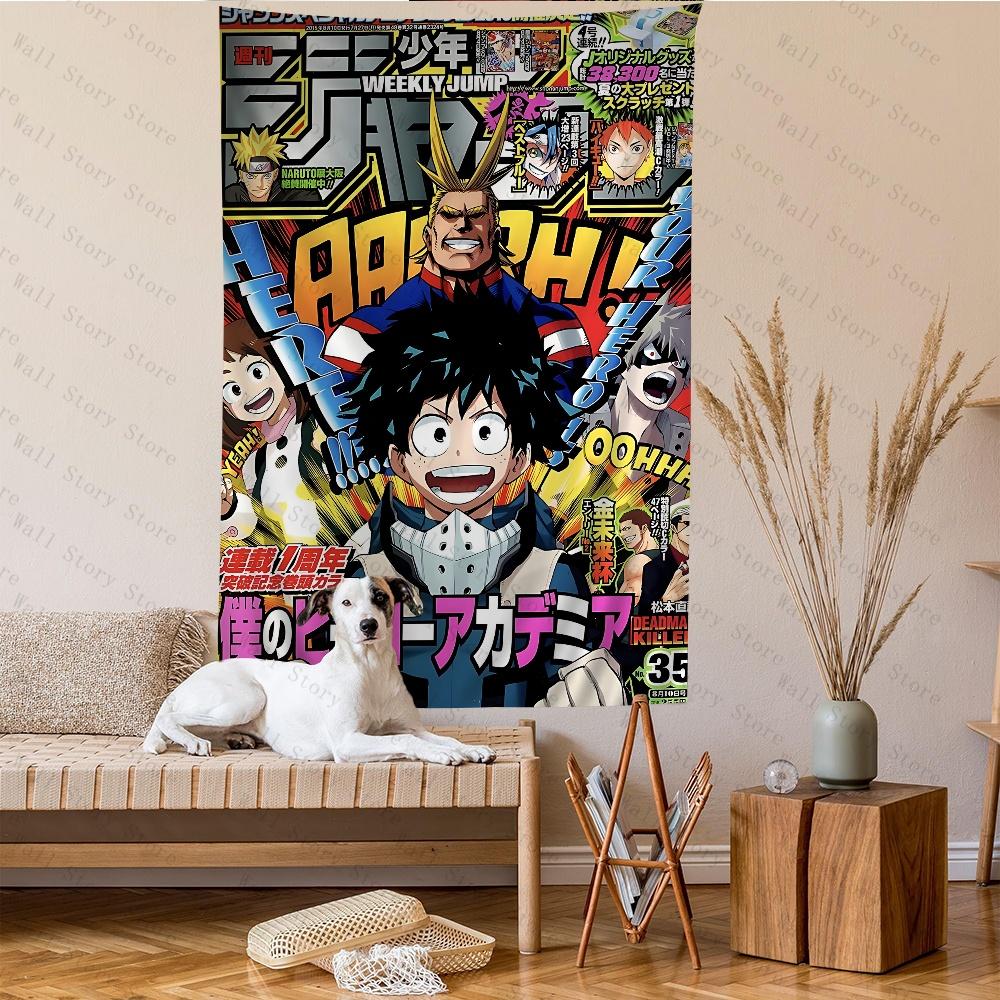 My Hero AAcademia Deku Anime Tapestry Hippie Flower Wall Carpets Dorm Decor Cheap Hippie Wall Hanging Living Room Tapestry 100X70CM