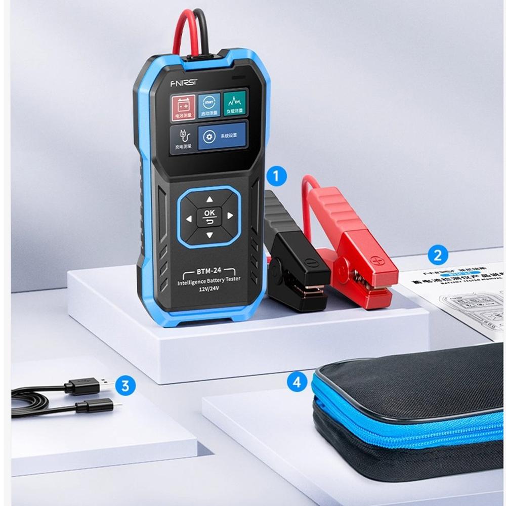 Тестер автомобильных аккумуляторов FNIRSI 12 В 24 В для электромобилей, мотоциклов и электромобилей, измерение внутреннего сопротивления аккумулятора при зарядке. синий
