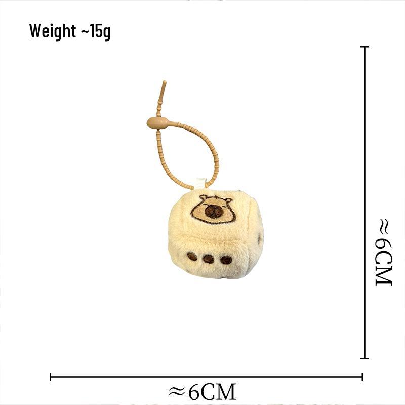 Capybara Dice Plush Keychain - 3D Couple Pendant Toy
