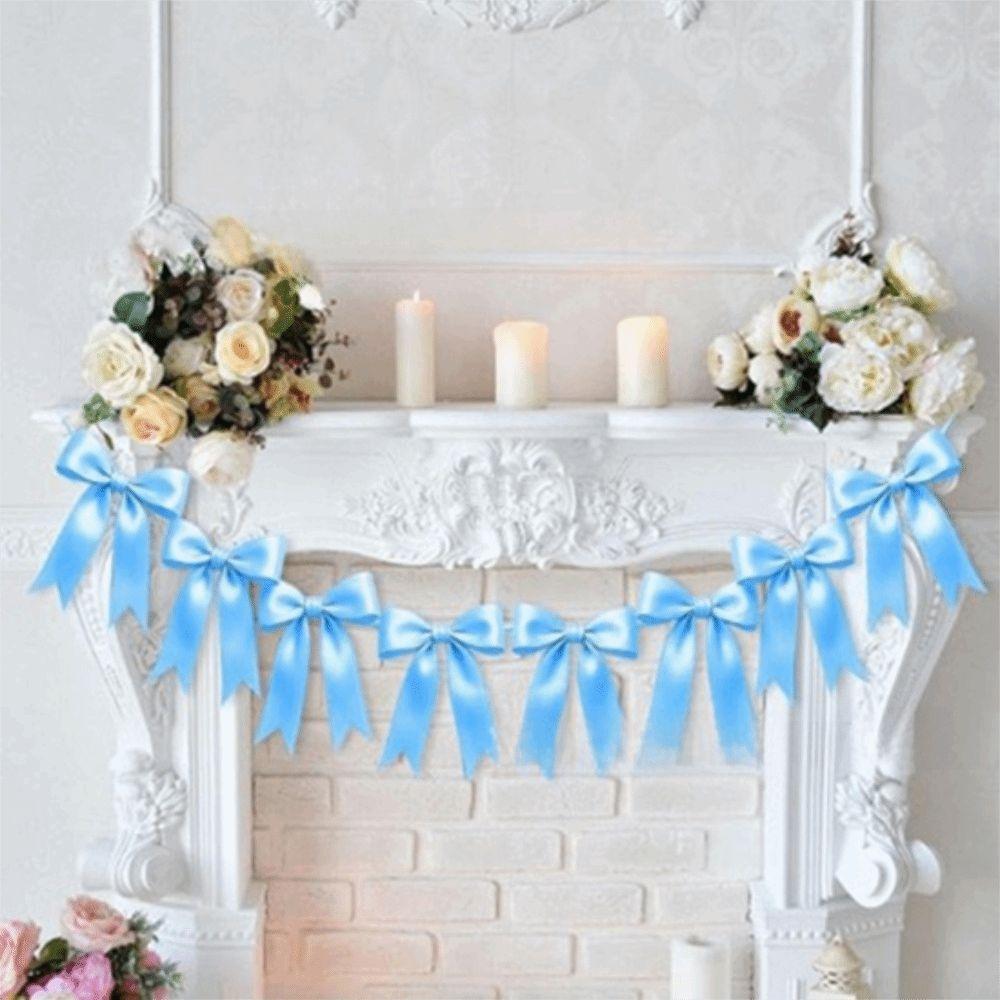 1set Satin Bowknot Banner Baby Shower Decoration Christmas Ribbon For Kids Birthday Party Wedding