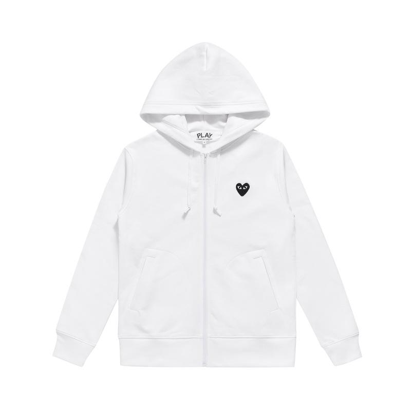 HEYPLAY Men's Japanese Trendy Cotton Hoodie - Layered White Heart Zipper, Autumn/Winter