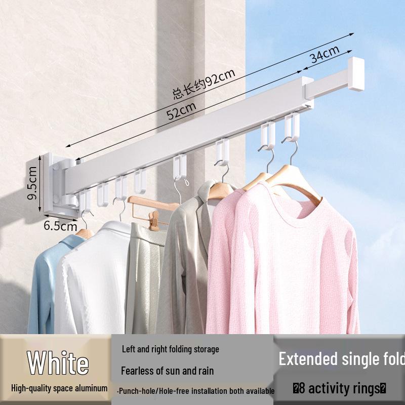 Wall-Mounted Retractable Aluminum Clothes Drying Rack for Balconies and Dorms