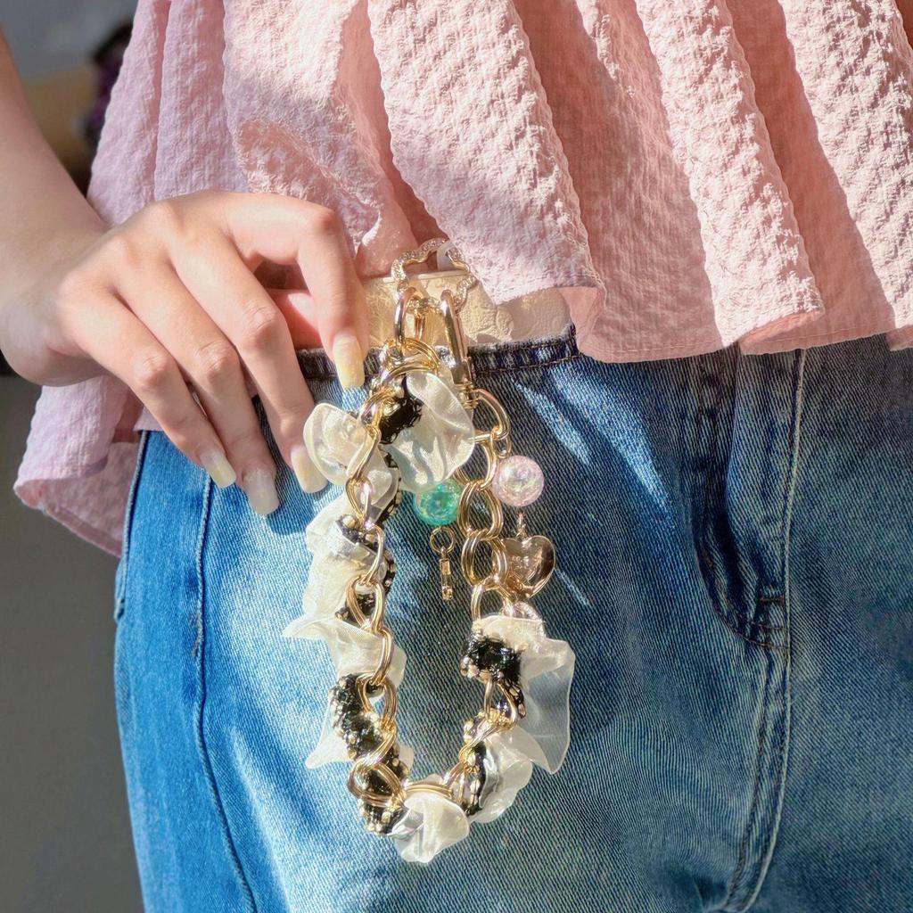 Handmade Woven Chinese-Style Double Layer Bracelet with Retro Phone Lanyard & High-End Plated Gasket