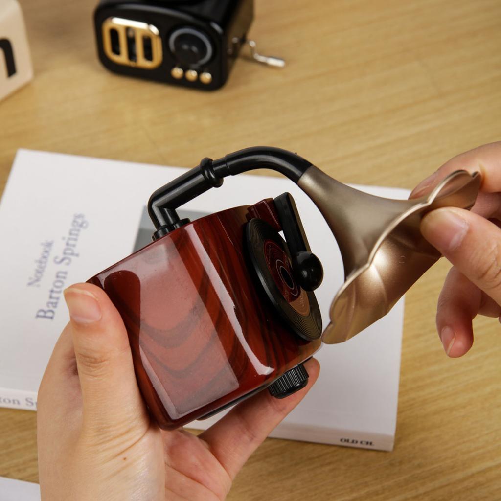 Multifunctional Nostalgic Music Box Gramophone Replicas Hand Crank Mechanism Phonograph Musical Ornament Birthday Gift
