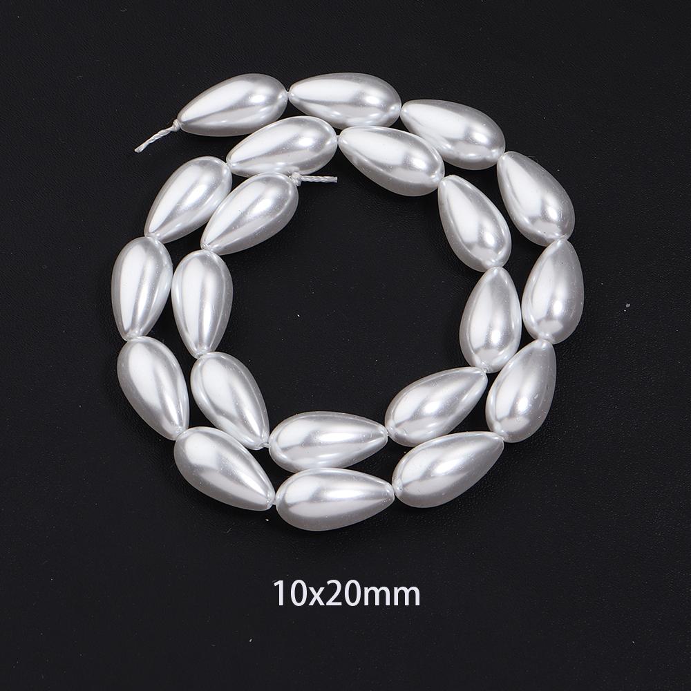 1 Strand Multisize Water Drop Shape Pearl Beads White Loose Spacer Glass Beads For DIY Charms Bracelet Necklace Jewery Accessory
