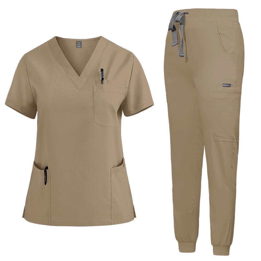 Unisex Short Sleeve Quick-Drying Scrub Suit for ICU Nurses - New Color, Elastic, Summer Wear.