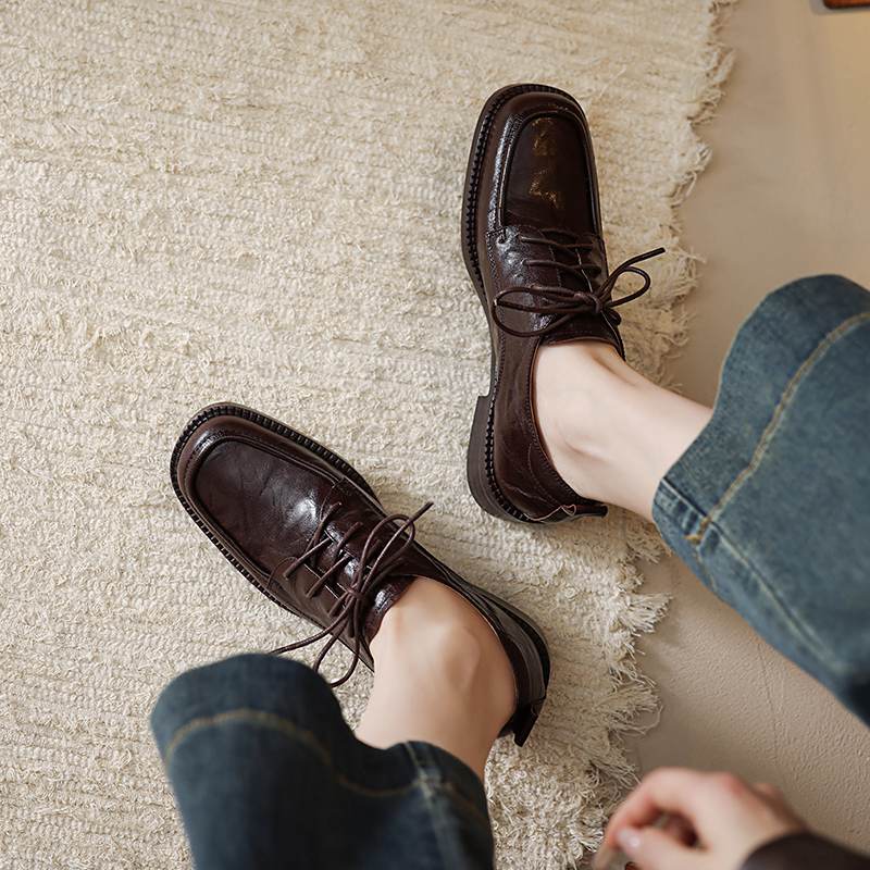 Krazing Pot Sheepskin Round Toe Size 42 Loafers Med Heels Lace Up Size 41 Rome Gladiator Autumn Pumps
