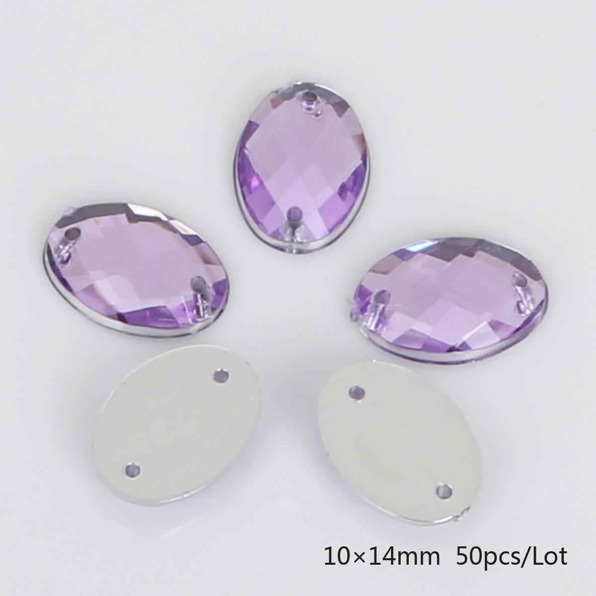 Круглые многогранные акриловые стразы с плоской задней стороной и двумя отверстиями для ювелирных аксессуаров Oval Mesh 50 pcs/pack