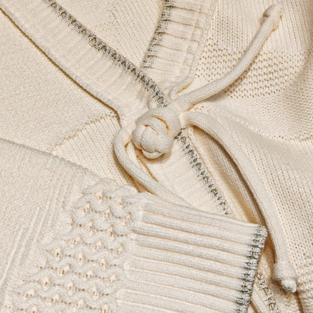 Anta Retro Twisted New Chinese Style Cardigan Long Sleeve Knitwear Women tops Corn-White 162618708-1