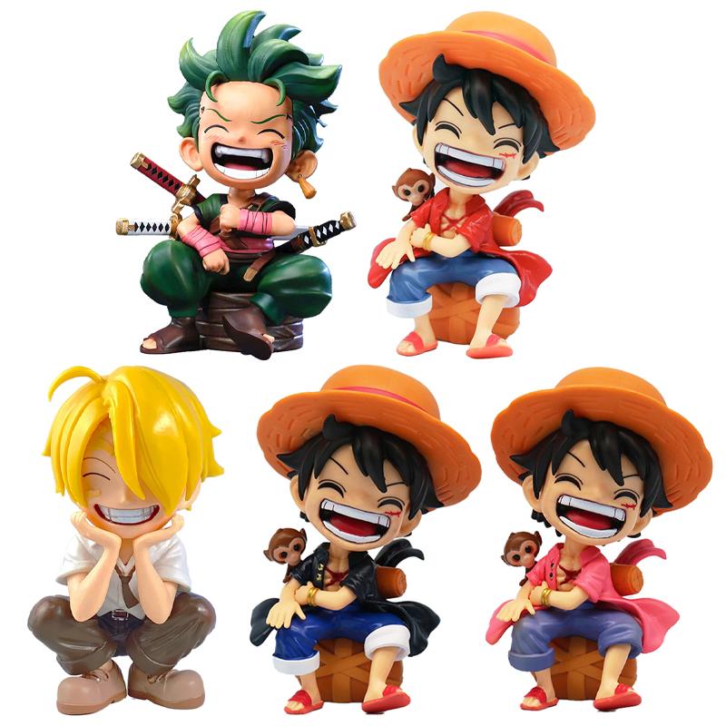 Anime Action Figure Statue: Sitting Luffy Zoro Sanji Chibi Style Car Decor Present for OP Fans Perfect Gift Beautiful Design