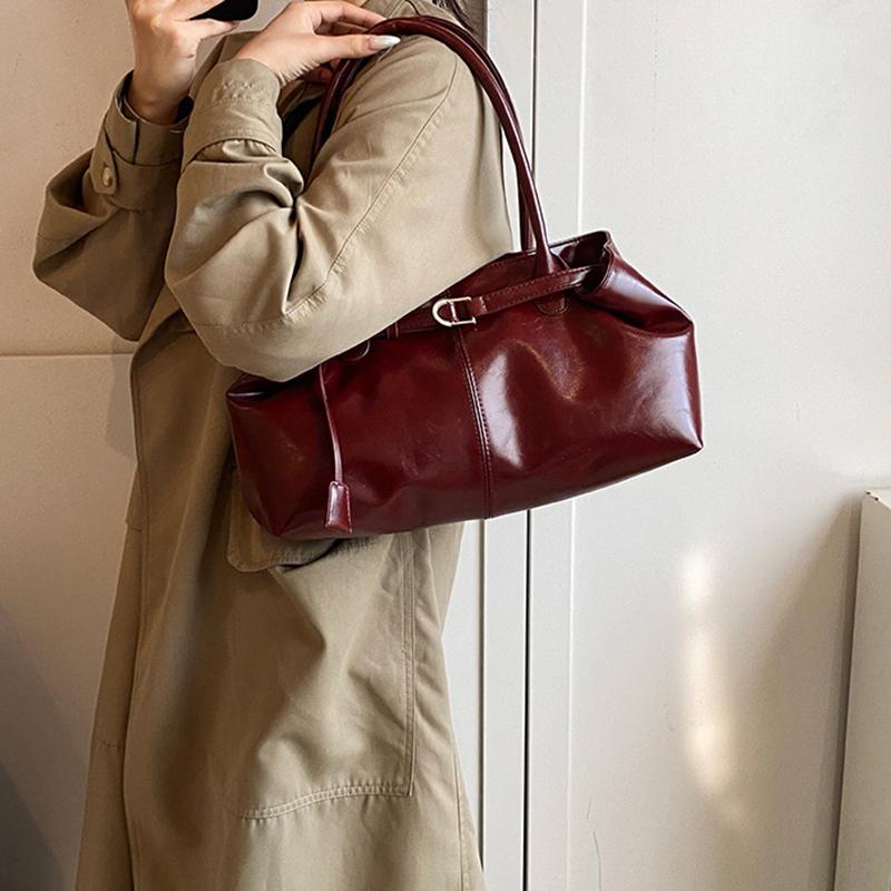 Yogodlns Oil PU Leather Hobo Handbag Slouchy Shoulder Bag Retro Top-Handle Bag Large Work Bags for Women Gilrls Tote Work Shopping Travel