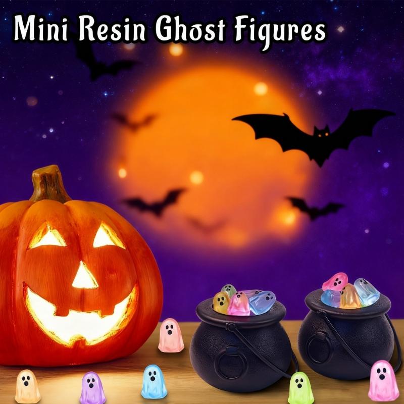 84Pcs Hallowmas Ghosty Figurines Resins Ghosty Statues Light in the Darks Ghosty Ornament Indoor Porch Hallowmas Decors