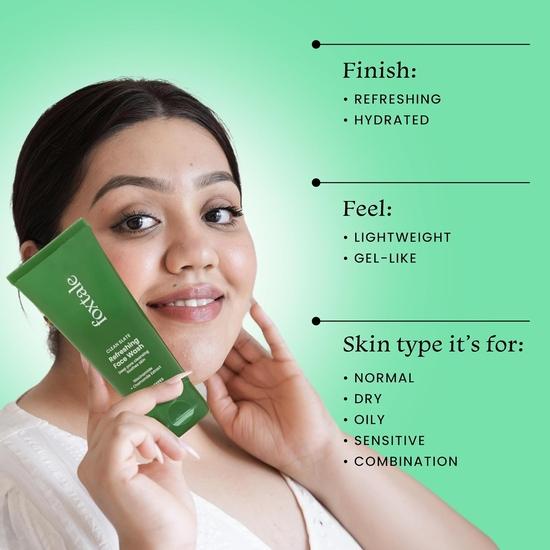 Foxtale Refreshing Face Wash for Deep Cleansing, Non-Drying Cleanser for Glowing Skin, Men & Women, For All Skin Types - 100 Ml