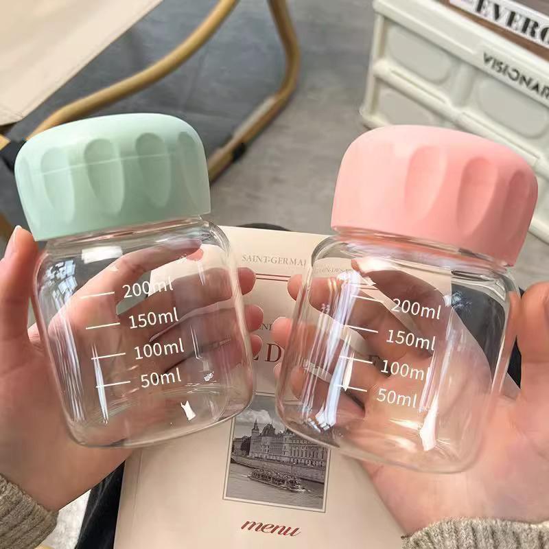 300ml Hoge Borosilicaatglas Waterbeker Transparant Met Schaal Mini Dikke Beker Draagbare Sapmok Drinkcontainer Reizen Thuis Cadeau