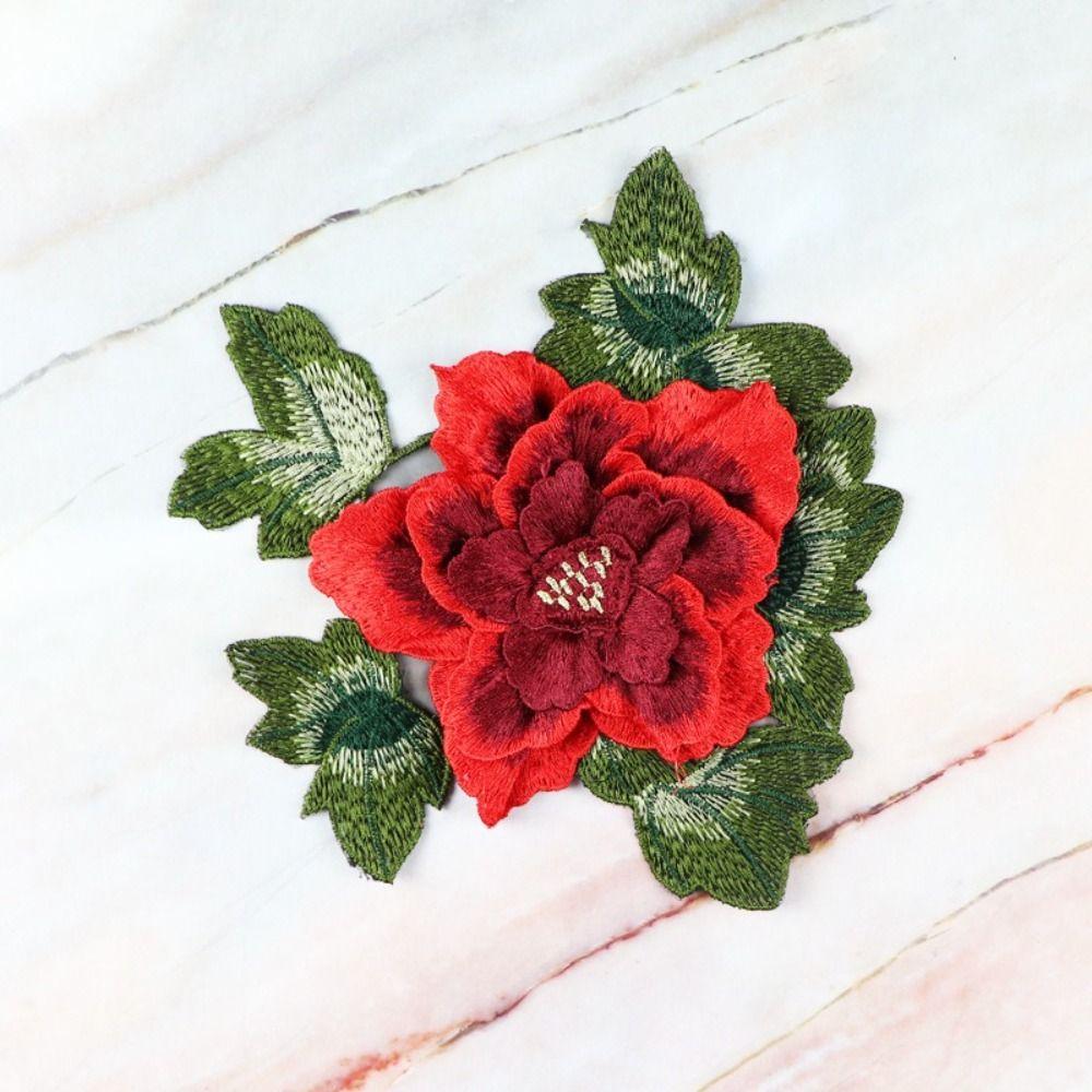 Peony Embroidery Patch Floral Embroidery Floral Applique Fashion Elegant Sewing Accessories