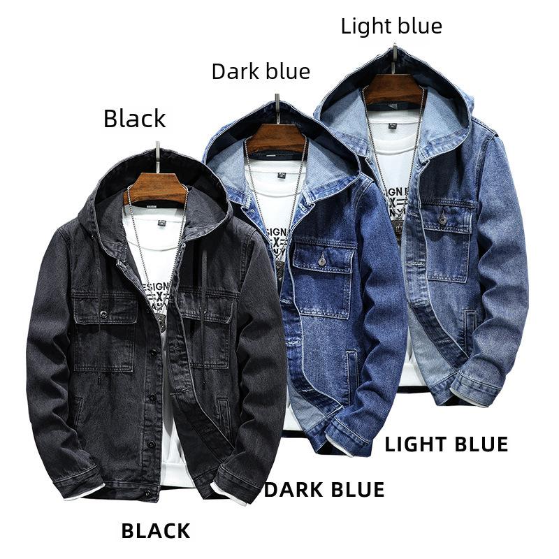 2024 Men's Hooded Windproof Denim Jacket: Spring Street Trend