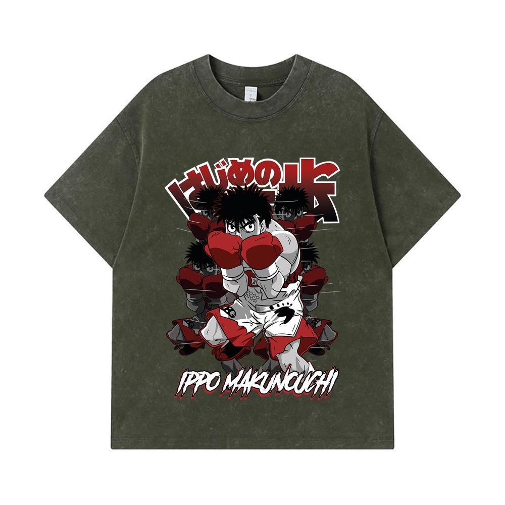 275 GSM Washed T-shirts 100% Cotton Hajime no Ippo V11 Ippo Print Unisex Heavy Cotton T Shirt