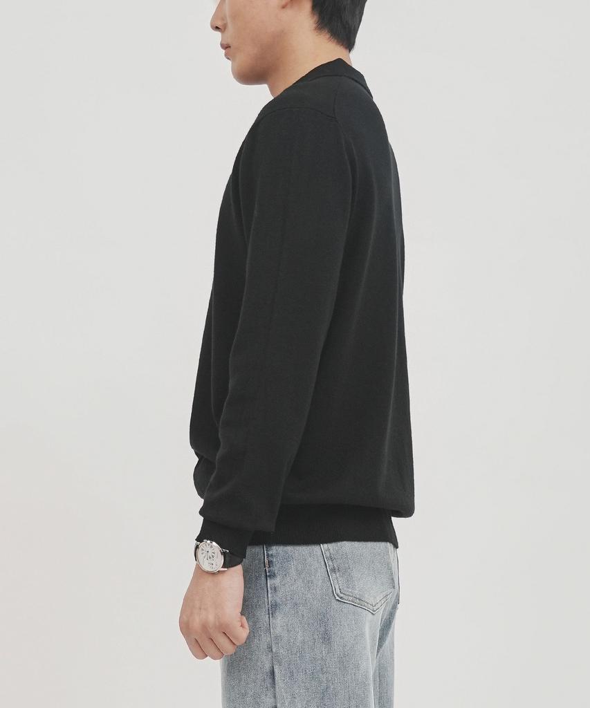 Gold Percent Viscose Soft Cozy Collar Knit (Black, Men)