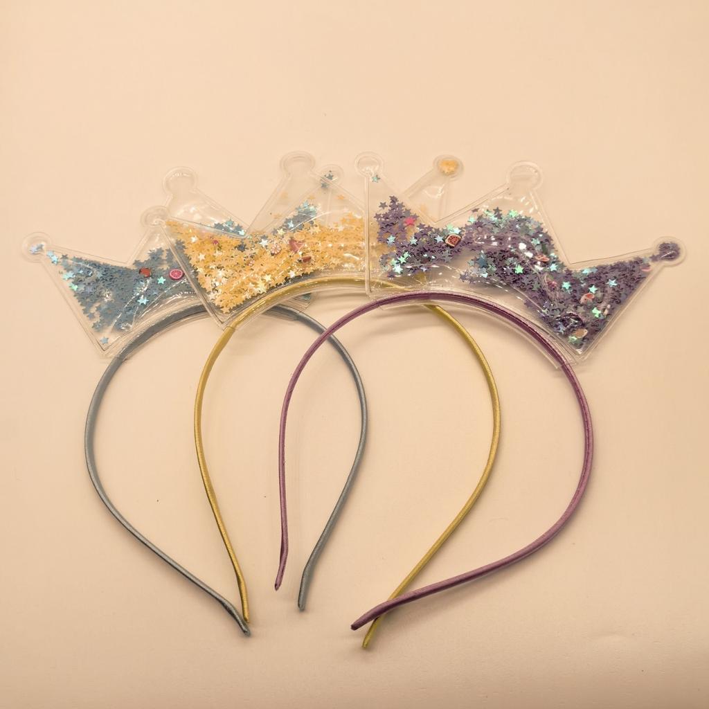 Glitter Plastic Cat Ear Hairband for Kids-Sweet Halloween Party Headband with Quicksand Crown Design