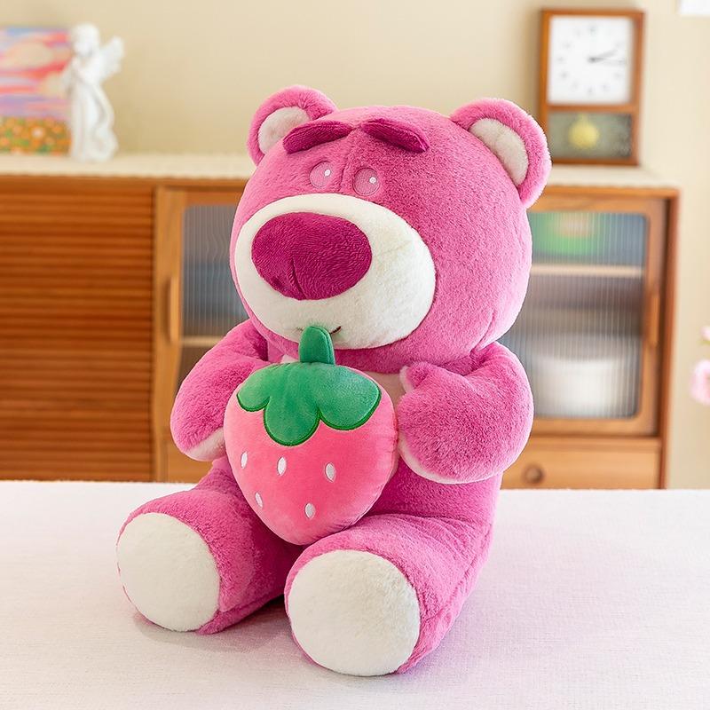 Cute Hug Strawberry Bear Plush Toy Cartoon Anime Strawberry Bear Plush Doll Sleep Pillow Gift for Girlfriend's Birthday