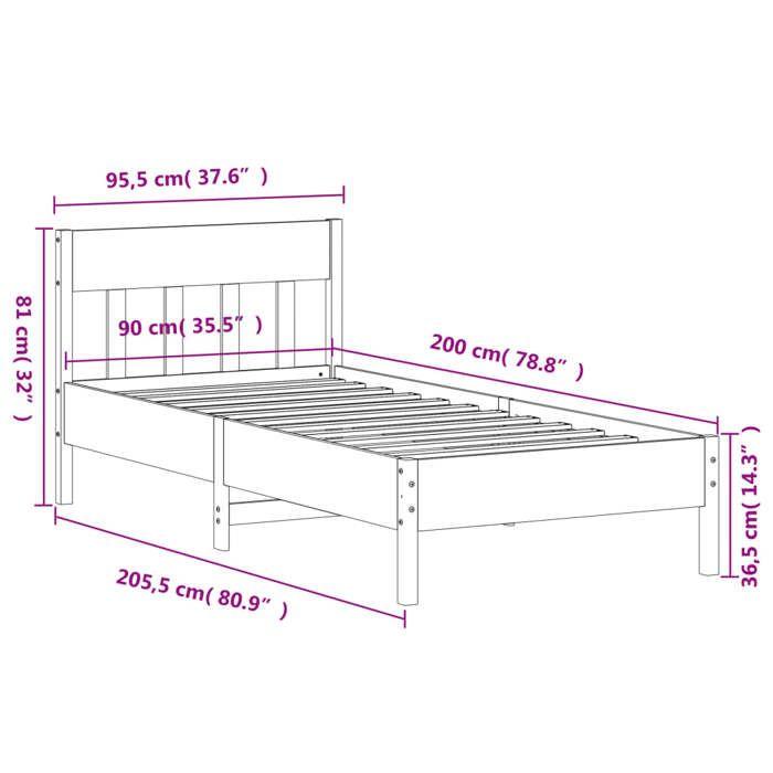 VidaXL Bed Frames with Headboard, Single Bed with Slat Base, Adult Bed, Bedroom Furniture, Modern, Wax Brown 842661