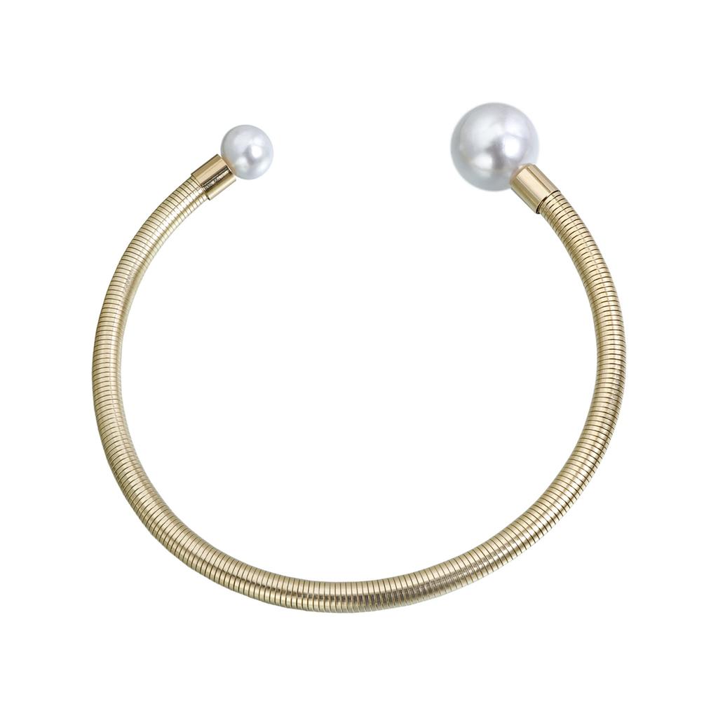 Winylowy Choker z Łańcuszka Kości Węża z Perłami, Przesadny Podwójny Perłowy Design Luksusowy Choker