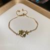 K real gold electroplated zircon geometric round square flower bracelet light luxury high-end bracelet retro jewelry women