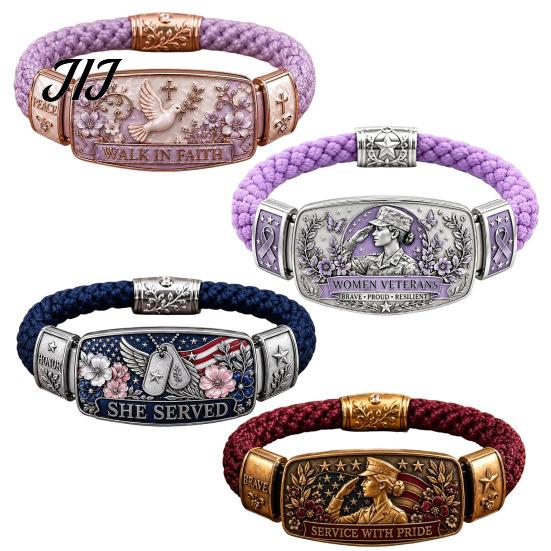 Leichtes Blumen-Armband Walk in Faith Geflochtenes Armband für Damen, Friedensvogel Geschenk Ehefrau Mutter Emaille-Armband, Inspirierendes Christliches Religiöses