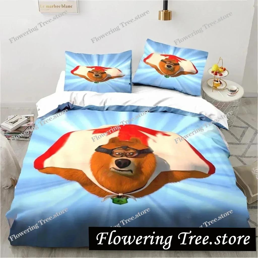 Cartoon Grizzy N Lemmings Bedding Set Duvet Cover Bed Set Quilt Cover Pillowcase Comforter king Queen Size Boys Adult029