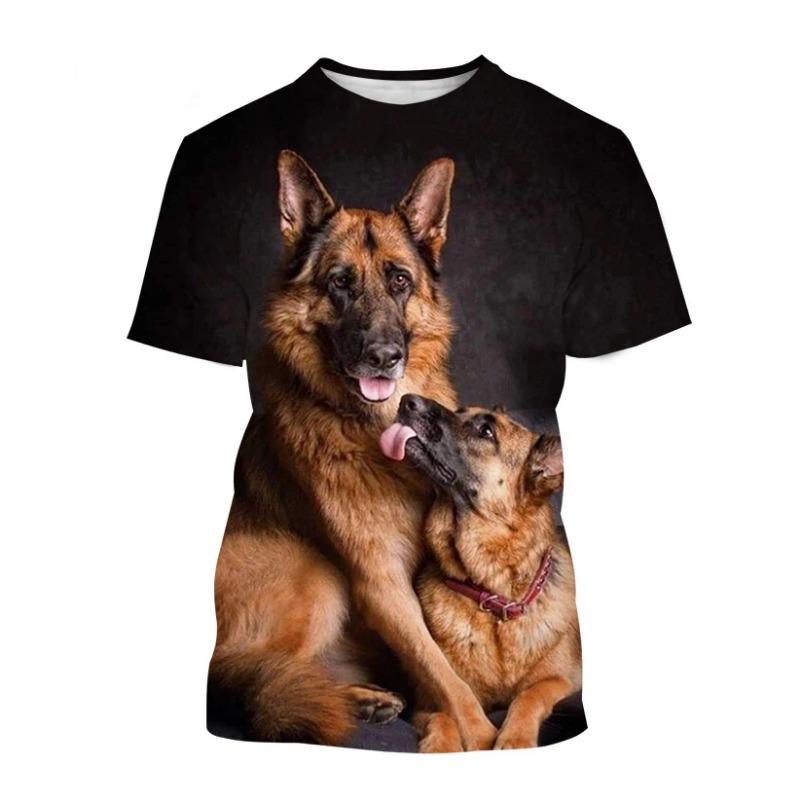 Animal German Shepherd 3D Print T-Shirts Summer Men Women Short Sleeve Dog T Shirt Oversized Harajuku Tees Tops Kids