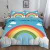 Rainbow Clouds Duvet Cover Sets For Kids Boys Girls Queen King Size Lightweight Quilt Covers Colorful Cartoon Cute Bedding Sets