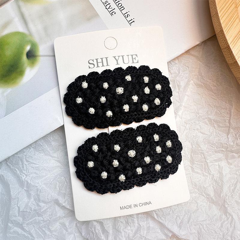 2PC Embroidery Cherry Strawberry Hollow Knitting Hairpins Vintage Lace Side Clips for Girls Women Cute Kids Fruit Hair Clips