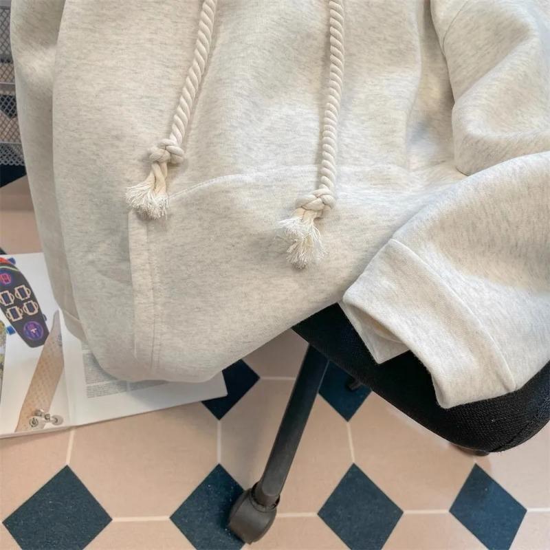 Bluza damska Oversize z kapturem polarowa pogrubiona luźna casualowa wkładana z długim rękawem zimowa bluza top