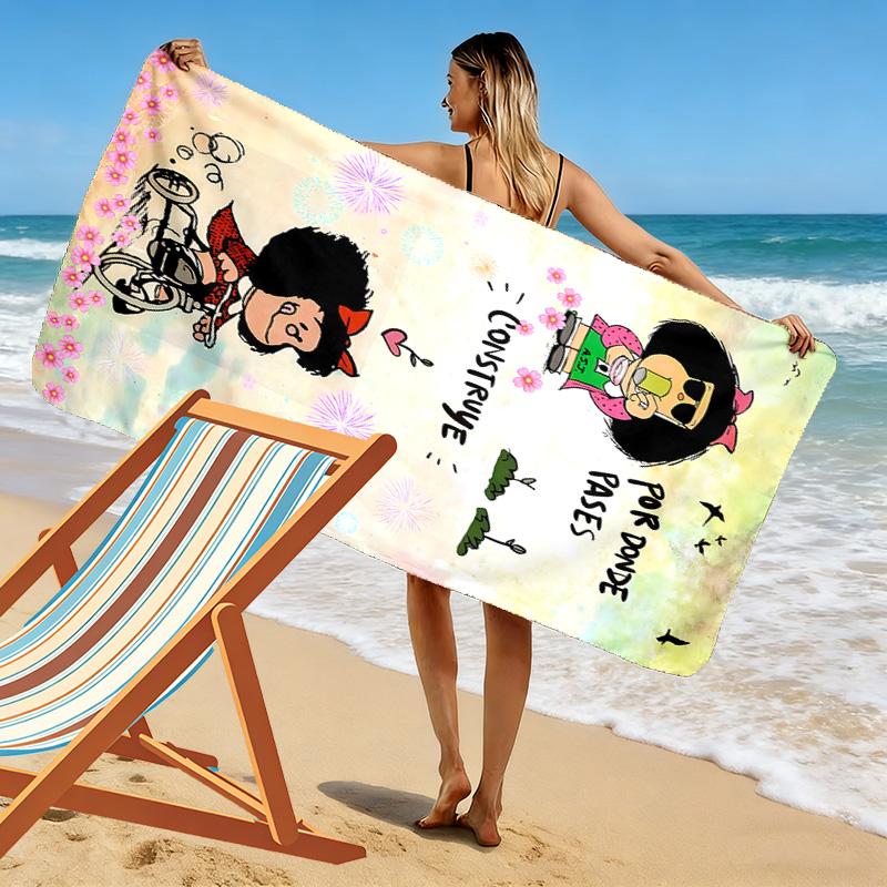 Mafalda Print Beach Towel, Large Soft Quick Dry Towel for Beach Camping Swimming