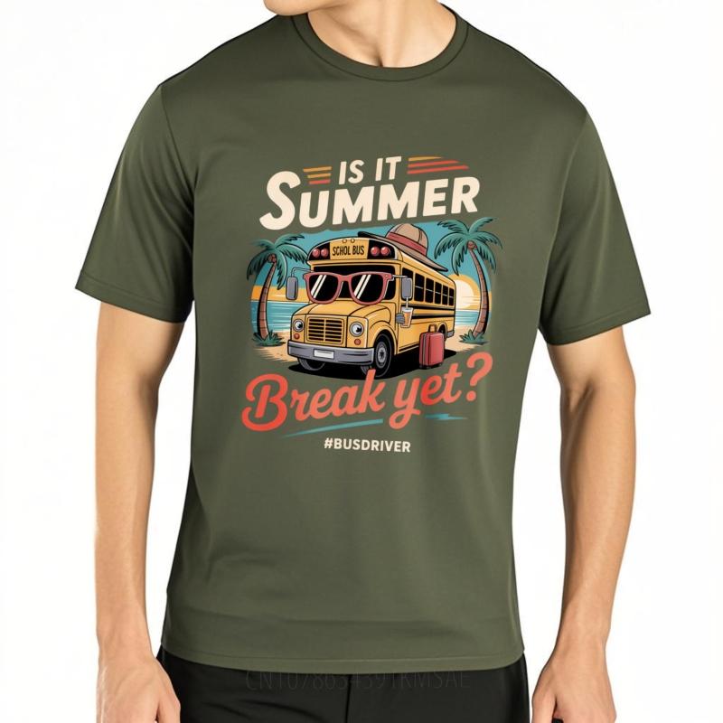 Tshirts for men Printed Women Crew Neck t shirt Black School Bus Summer Break Beach Scene Hiphop Unisex Teeshirt Trendy Tshirt