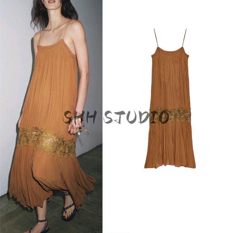 Summer New Product Women's Clothes Asymmetric Hem Straight-leg Neckline Wrinkles Embroider Sleeveless Dress 5107269