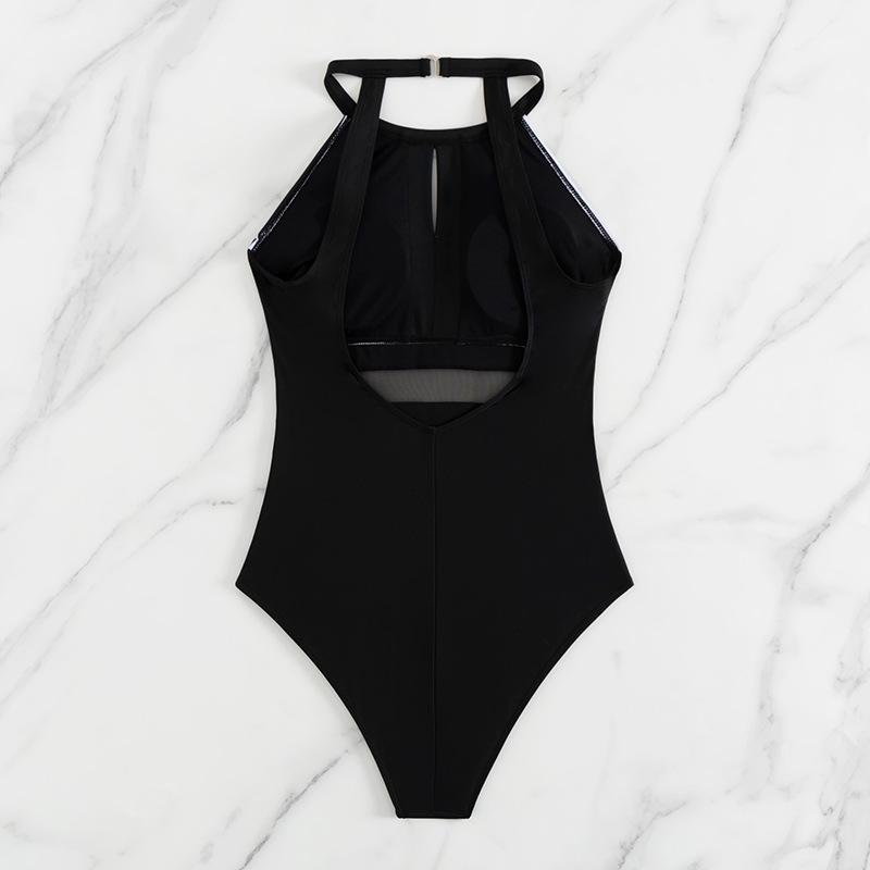 2026 Plus Size Lace Stripe One-Piece Swimsuit