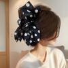 Korean Style Hair Claw Vintage Satin Polka Dot Bow Hair Clip For Women Girls Elegant Exquisite Daily Life Hair Accessories
