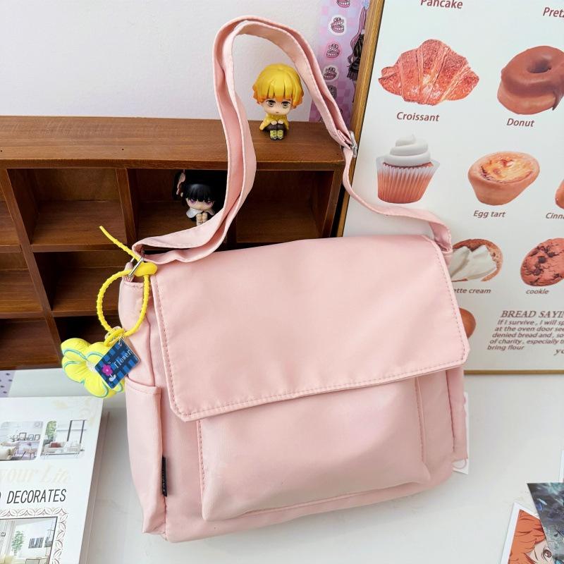 Solid Color Simple Casual Crossbody Bag Large Capacity Japanese Literature and Art Versatile Shoulder Bag Youth Campus Student Tote Bag