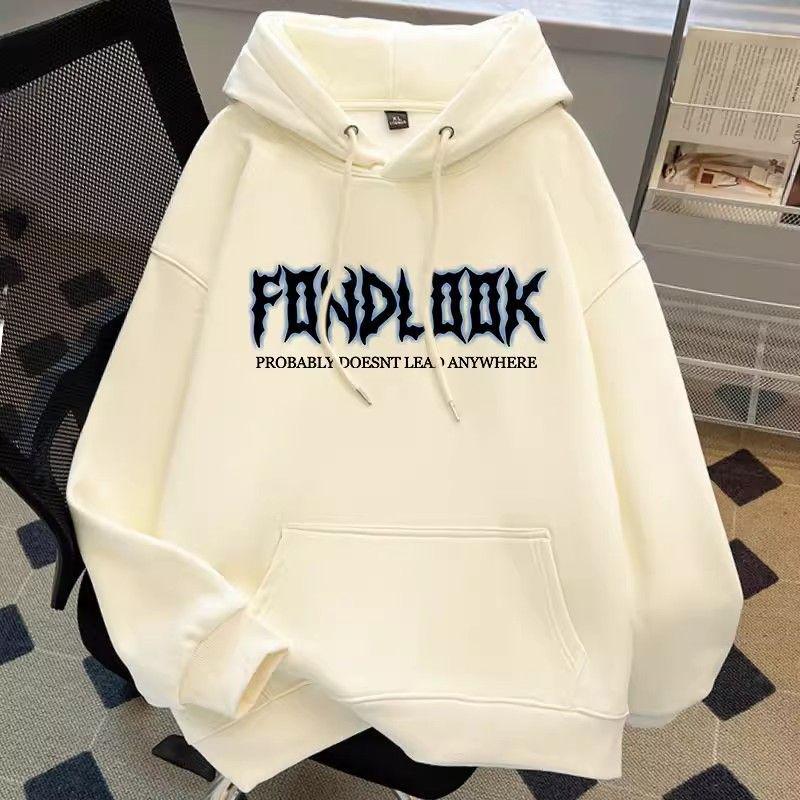 Men's American Hip Hop Letter Print Hooded Sweatshirt - Autumn/Winter Velvet-Thickened, Loose Fit, Couple Style.