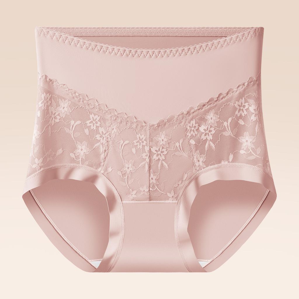 Big Size Ladies Spring and Summer Lace High Waist Belly Lift Hip Antibacterial Breathable Briefs