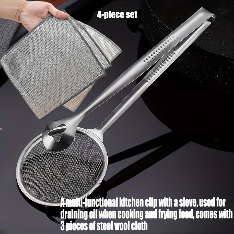 Heavy Duty Fine Mesh Skimmer Spoon 410 Stainless Steel One Piece Design for Draining Oil from Fried Food Hot Pot and Pasta