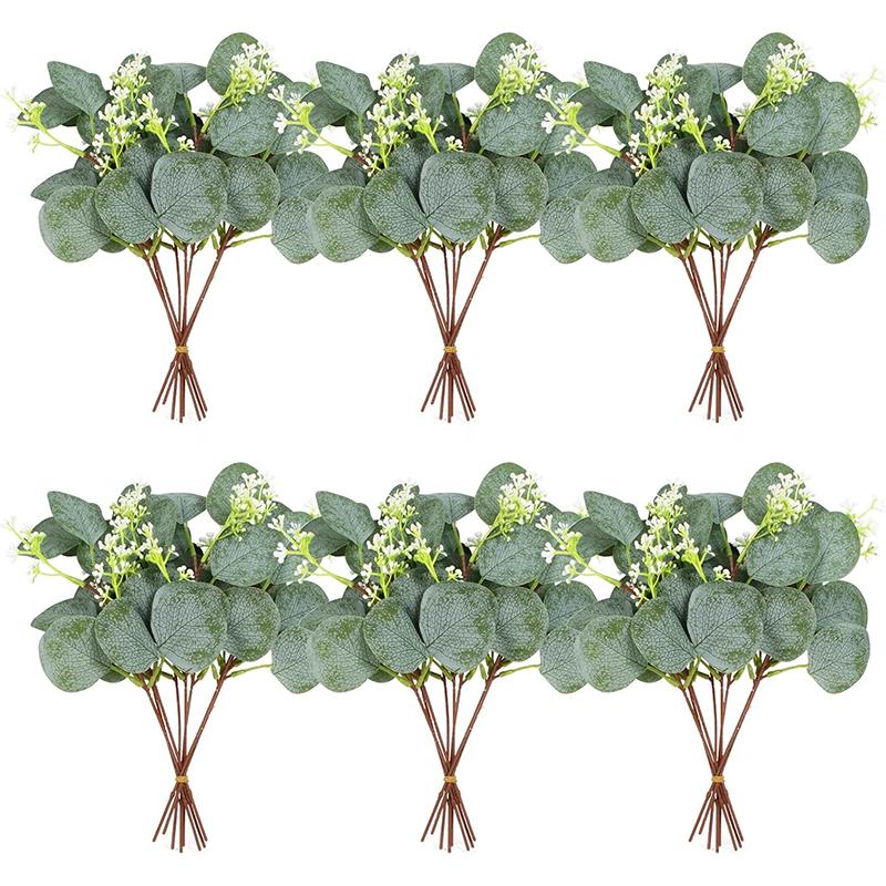 

3/5Pcs Artificial Green Eucalyptus Stems Artificial Green Leaf Tree Branch for DIY Flower Arrangements Wedding Home Room Decor 3Pcs